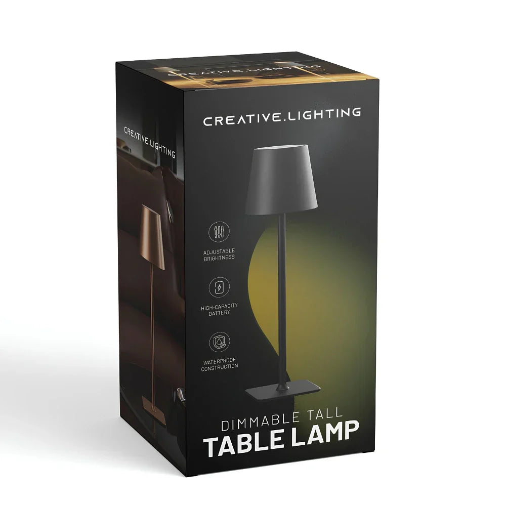 Tall Dimmable Table Lamp - Rechargeable LED, Indoor/Outdoor