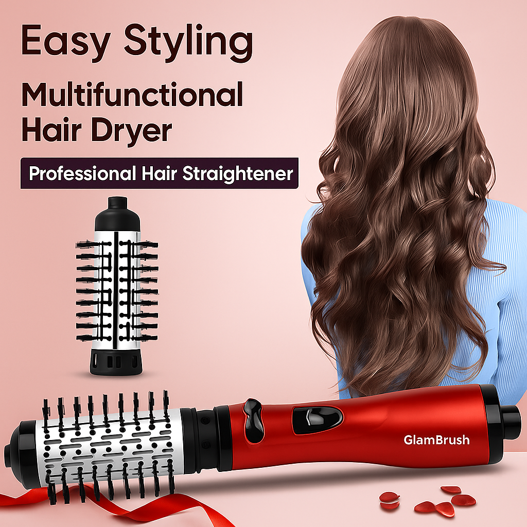 GlamBrush 3-in-1 Hair Styler Brush – For Smooth, Frizz-Free Hair