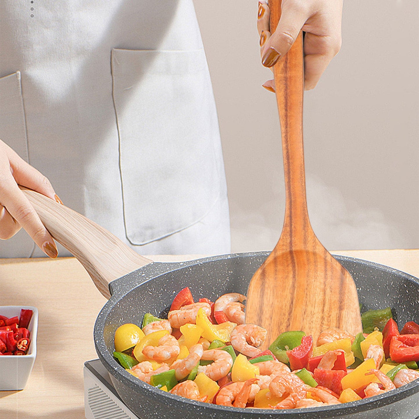 Natural Wood Kitchen Tool Set – Non-Scratch