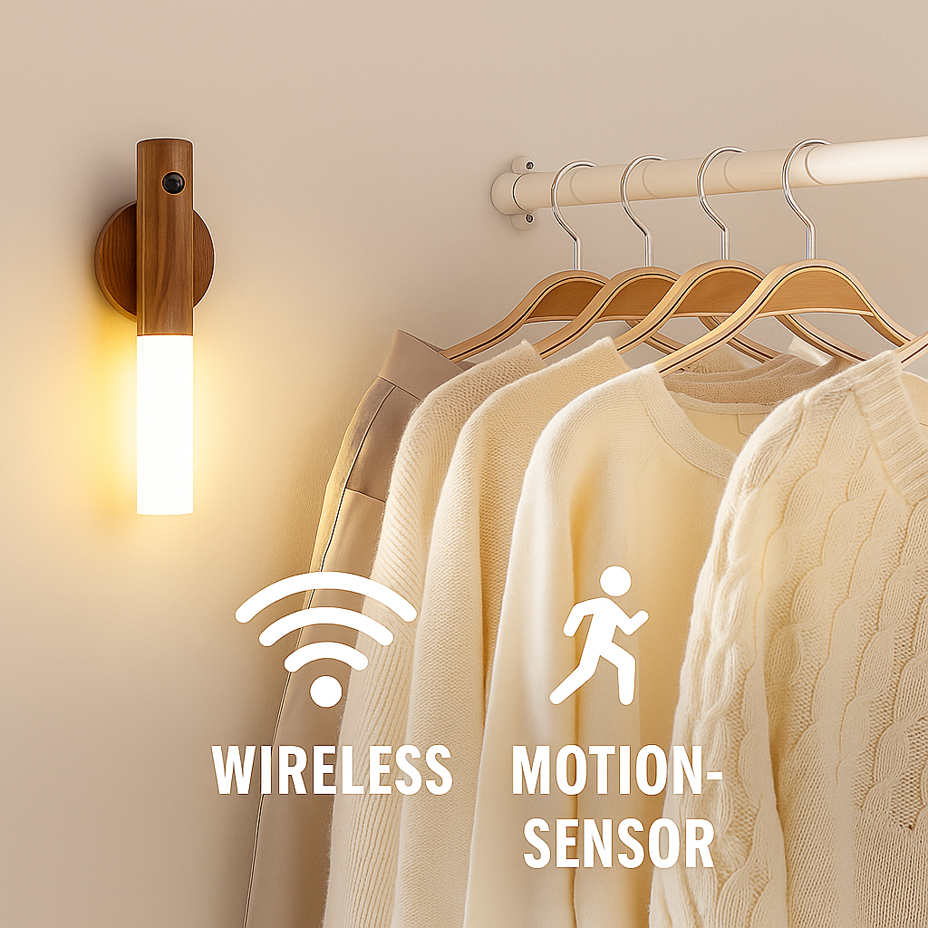 LumiSense Motion Sensor Wall Light – Rechargeable & Stick-On