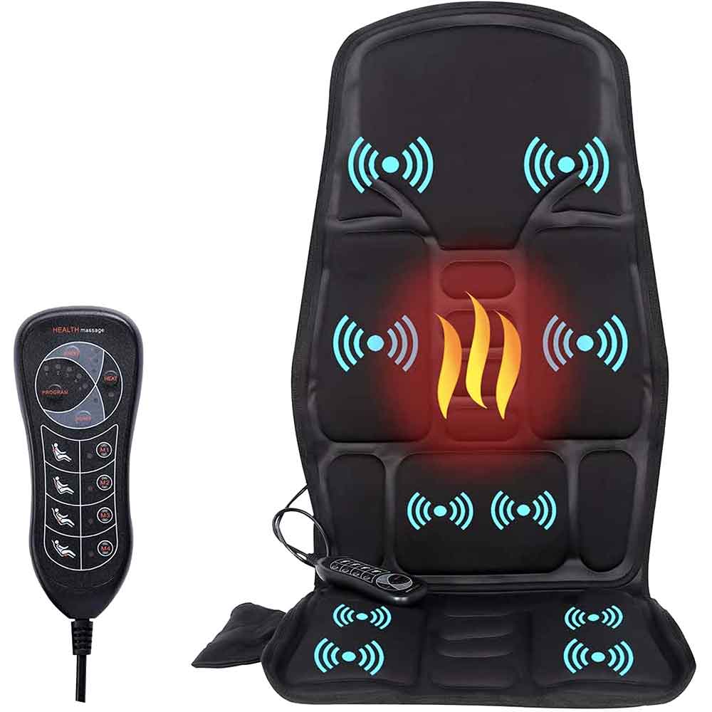 Heated Massage Seat Cover with Neck & Back Support - For Car and Home Use
