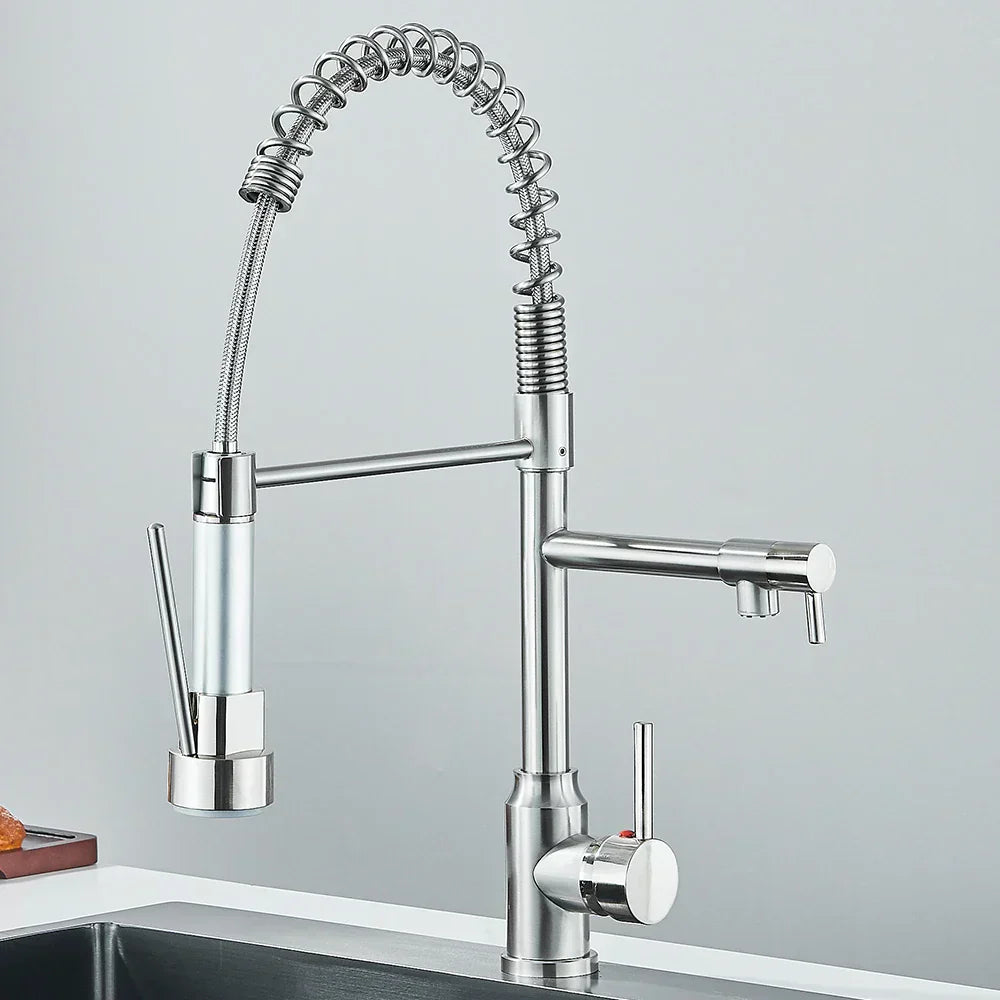SpringFlow Kitchen Faucet With Double Outlet