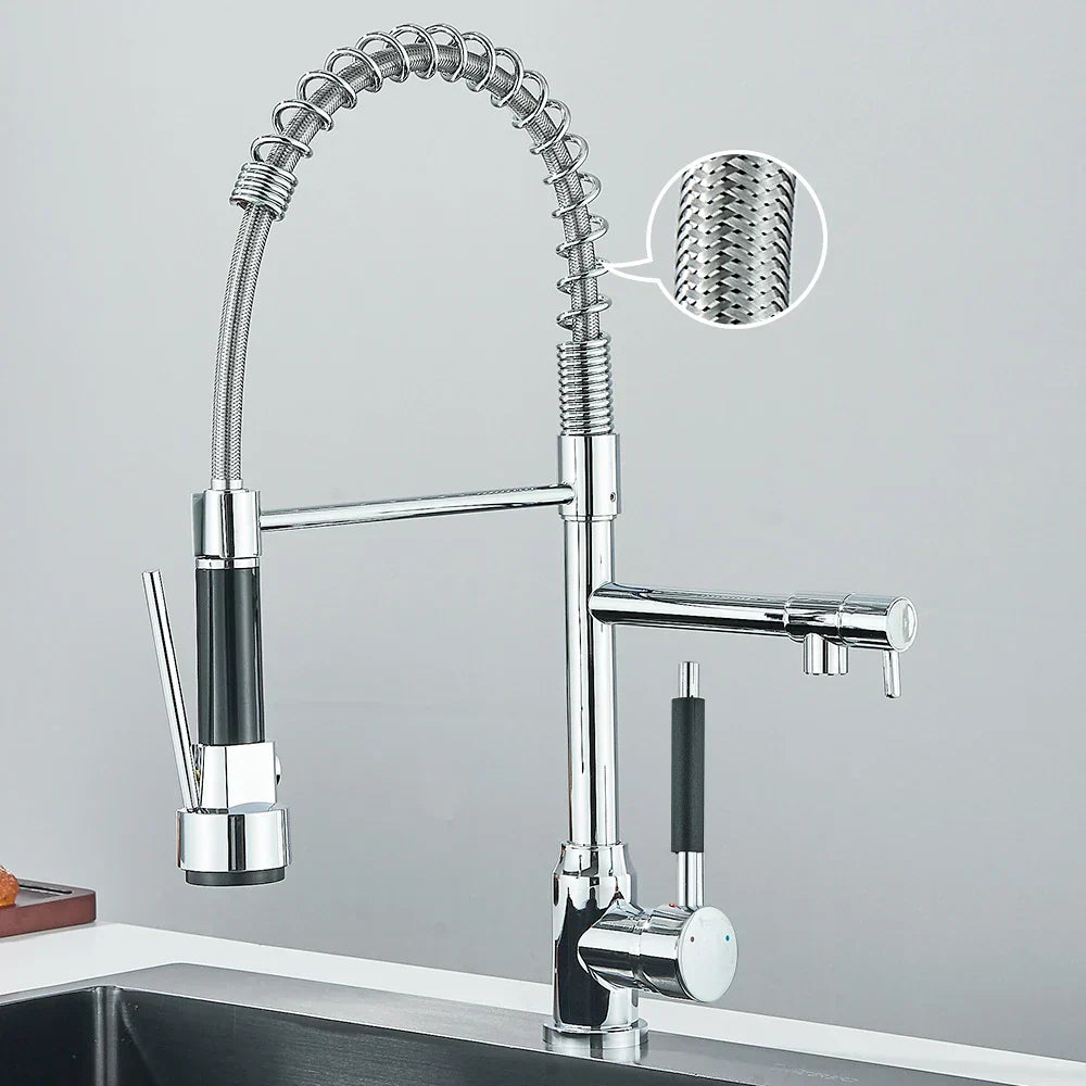 SpringFlow Kitchen Faucet With Double Outlet