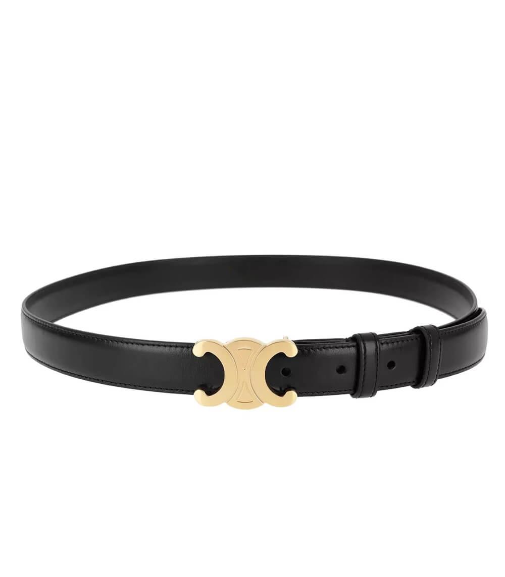 Allium Luxury Leather Belt with Gold Details