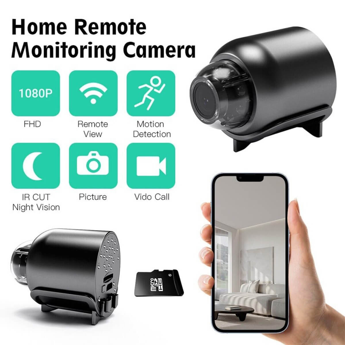 Waterproof HD Mini Camera With Night Vision and Wide Angle Lens WiFi 1080P