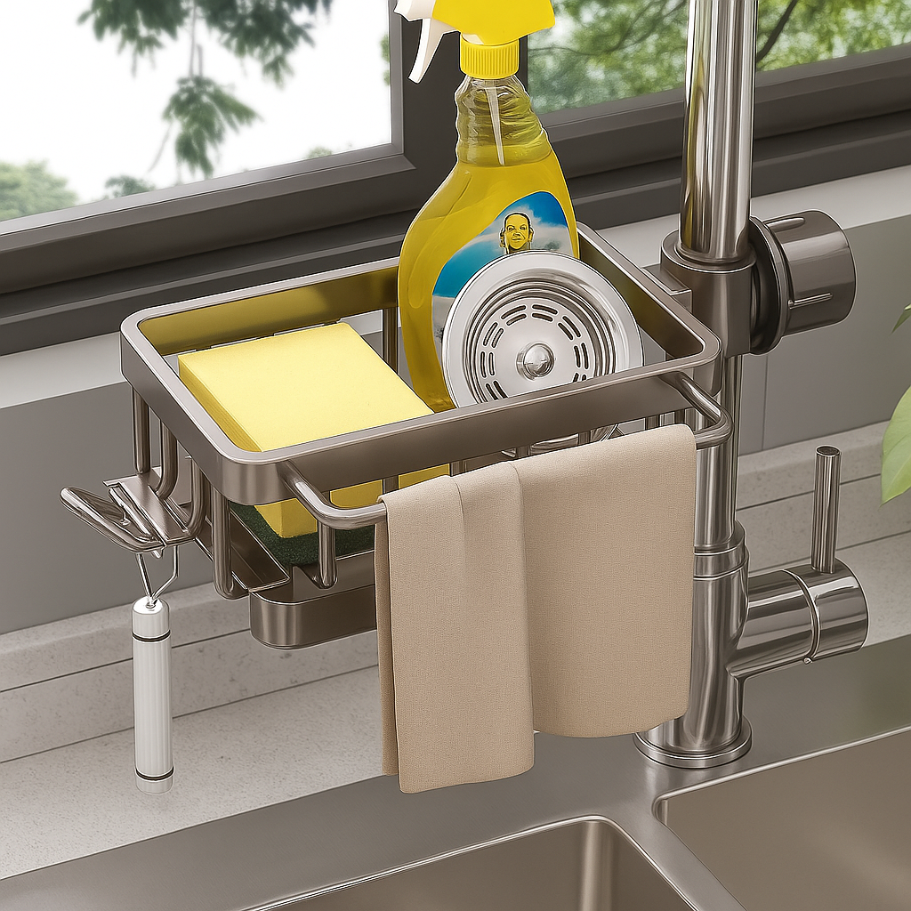 Premium-Look Aluminum Sink Organizer