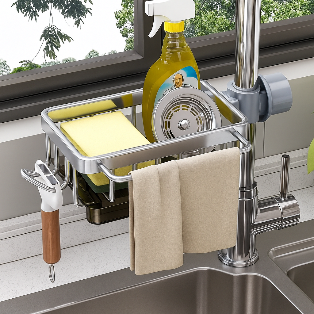Premium-Look Aluminum Sink Organizer