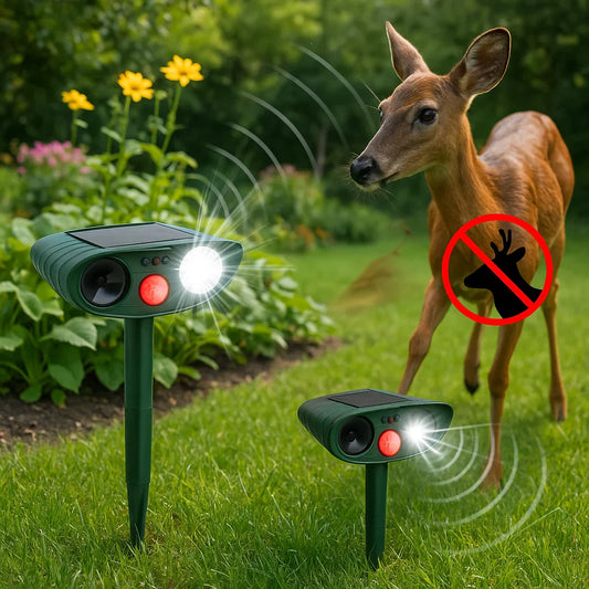 Solar-Powered Ultrasonic Deer Repeller - Effective Deer Deterrent for Gardens & Yards