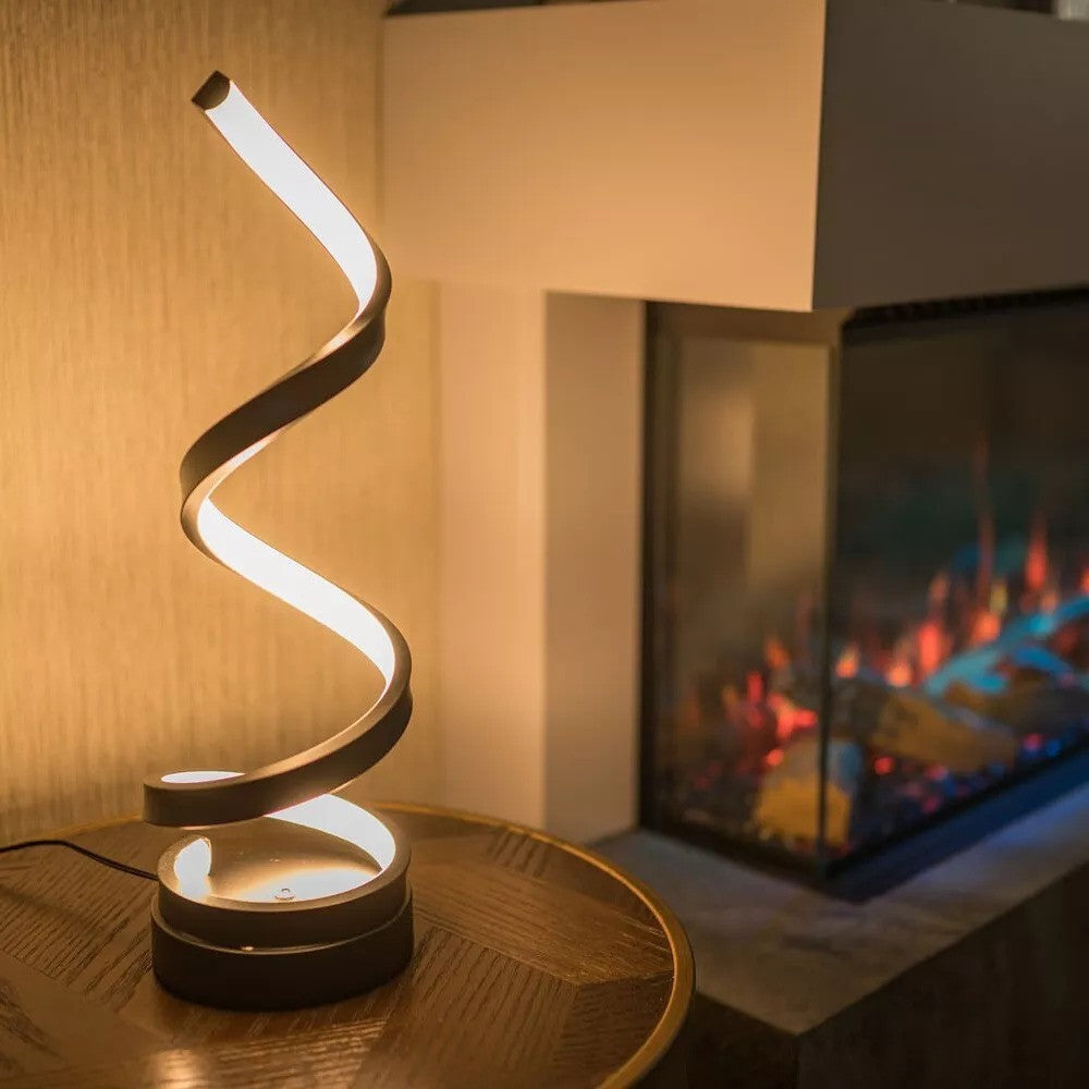 Elegant Spiral Table Lamp - LED Helix, 3-Mode Dimmable