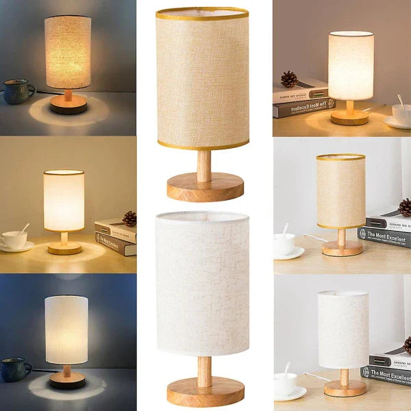 Organic Glow Lamp - Wood Base, Fabric Shade, Dimmable