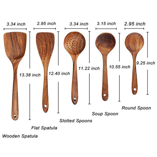 Natural Wood Kitchen Tool Set – Non-Scratch