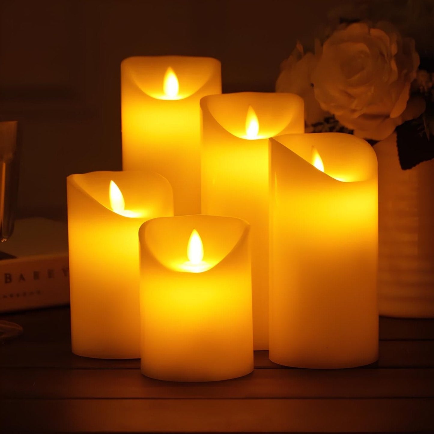 Flameless Block LED Candles - LED Set, Remote & Timer