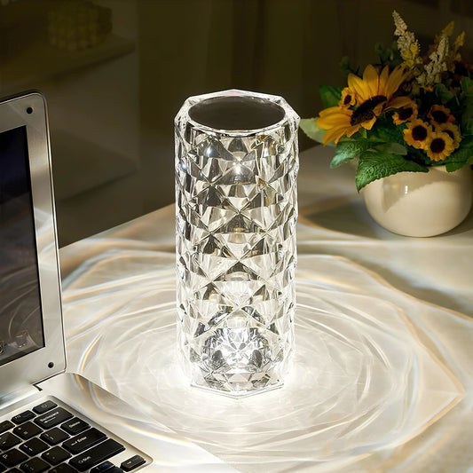 Sparkling Crystal Touch Lamp - Remote Colors, Dimmable, USB