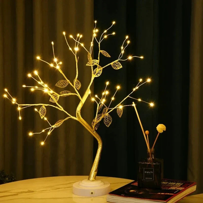 Golden Leaf Tree Lamp - LED Bonsai, Warm White
