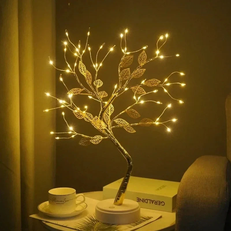 Golden Leaf Tree Lamp - LED Bonsai, Warm White