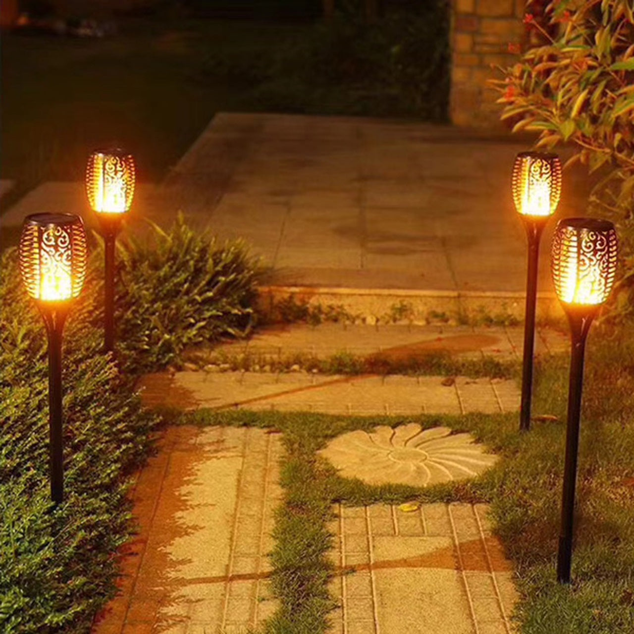 Outdoor Solar Torch - Flickering Flame LED Garden Stakes