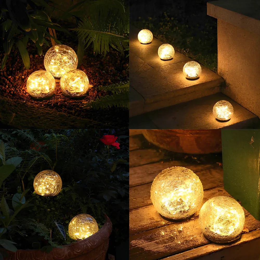 SolarGlobe Garden Light – Textured Glass Orb, Warm White, Solar