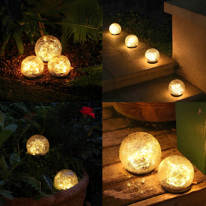 SolarGlobe Garden Light – Textured Glass Orb, Warm White, Solar