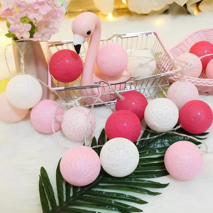 Cotton Ball String Lights - Warm LED Garland, Decorative