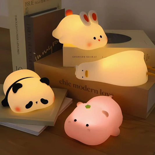 SqueezeBuddies Night Light - Soft Silicone, Tap-Dimmable