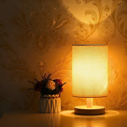 Organic Glow Lamp - Wood Base, Fabric Shade, Dimmable