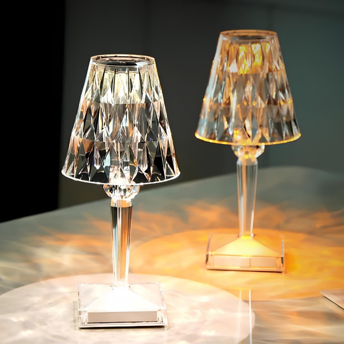 Sparkling Crystal Lamp – Touch Dimming, Rechargeable LED