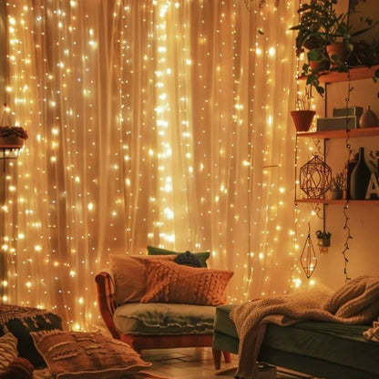 Fairy Curtain String Lights - Warm LED Curtain, Indoor/Outdoor