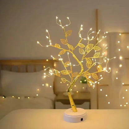 Golden Leaf Tree Lamp - LED Bonsai, Warm White