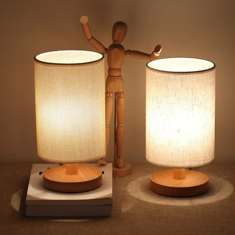 Organic Glow Lamp - Wood Base, Fabric Shade, Dimmable