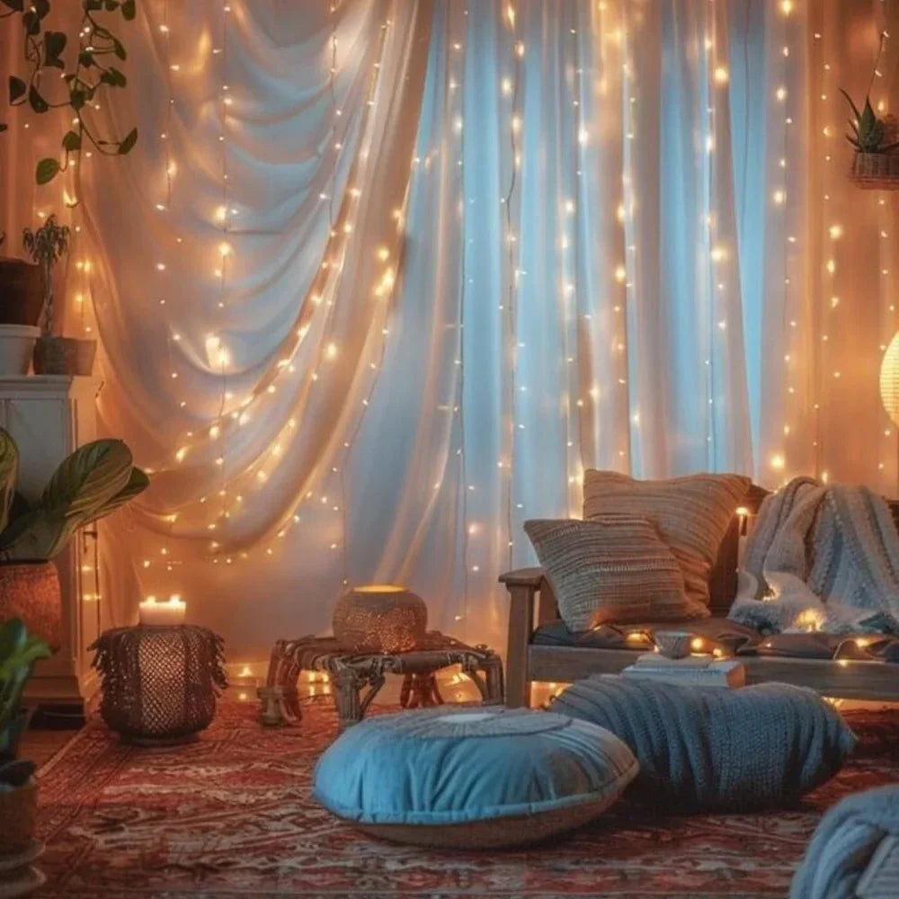 Fairy Curtain String Lights - Warm LED Curtain, Indoor/Outdoor