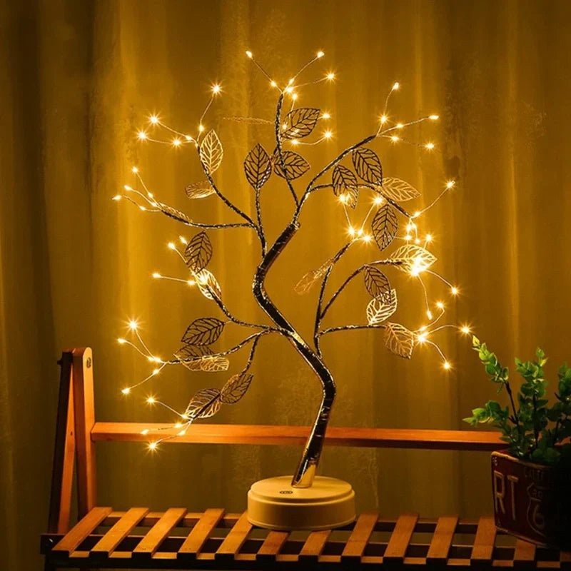 Golden Leaf Tree Lamp - LED Bonsai, Warm White