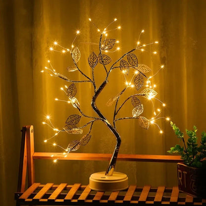 Golden Leaf Tree Lamp - LED Bonsai, Warm White