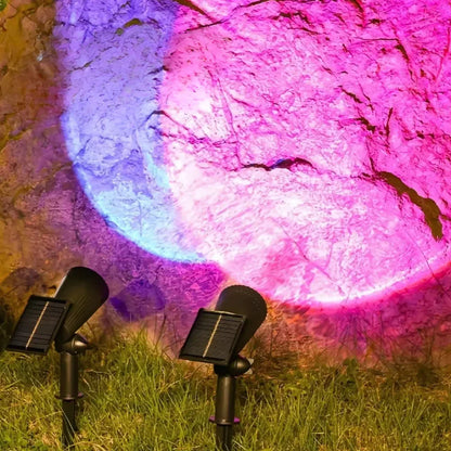 Solar Powered Garden Spotlight - RGB Modes, Wall/Stake Mount