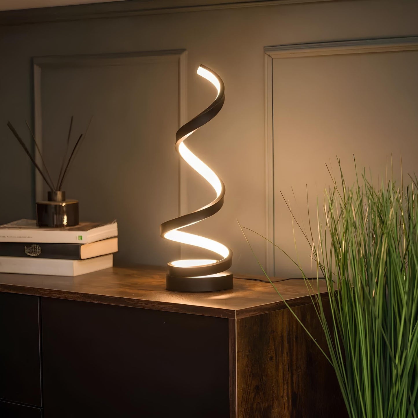 Elegant Spiral Table Lamp - LED Helix, 3-Mode Dimmable