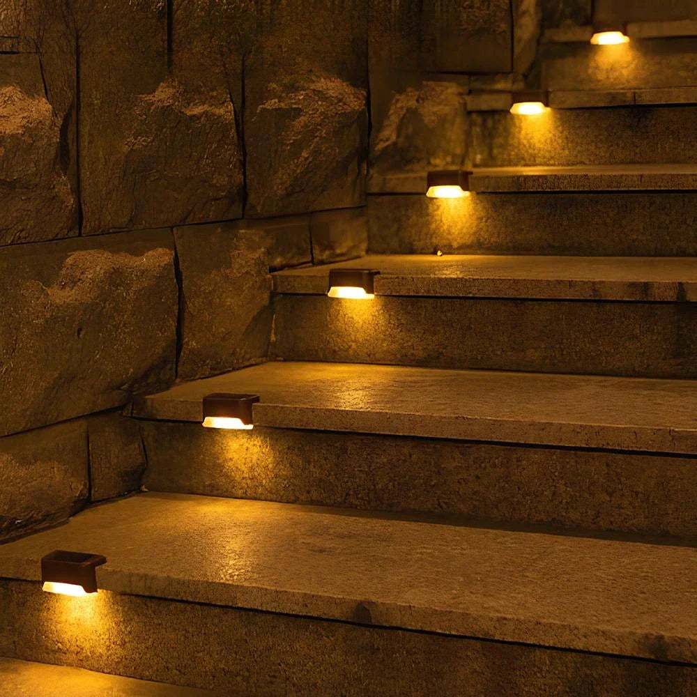Solar Step Lights Pack - Dusk-to-Dawn, Warm Glow, No-Wiring