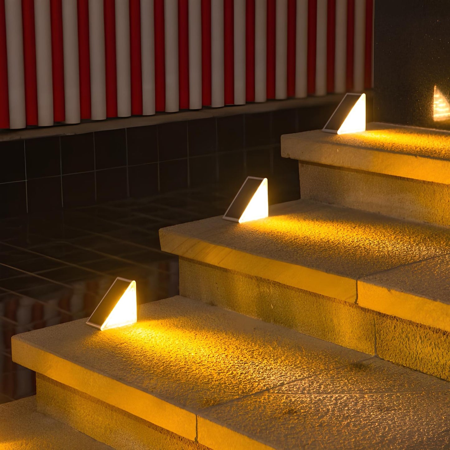 Solar Powered Stair Lights - Dusk-to-Dawn, Weatherproof