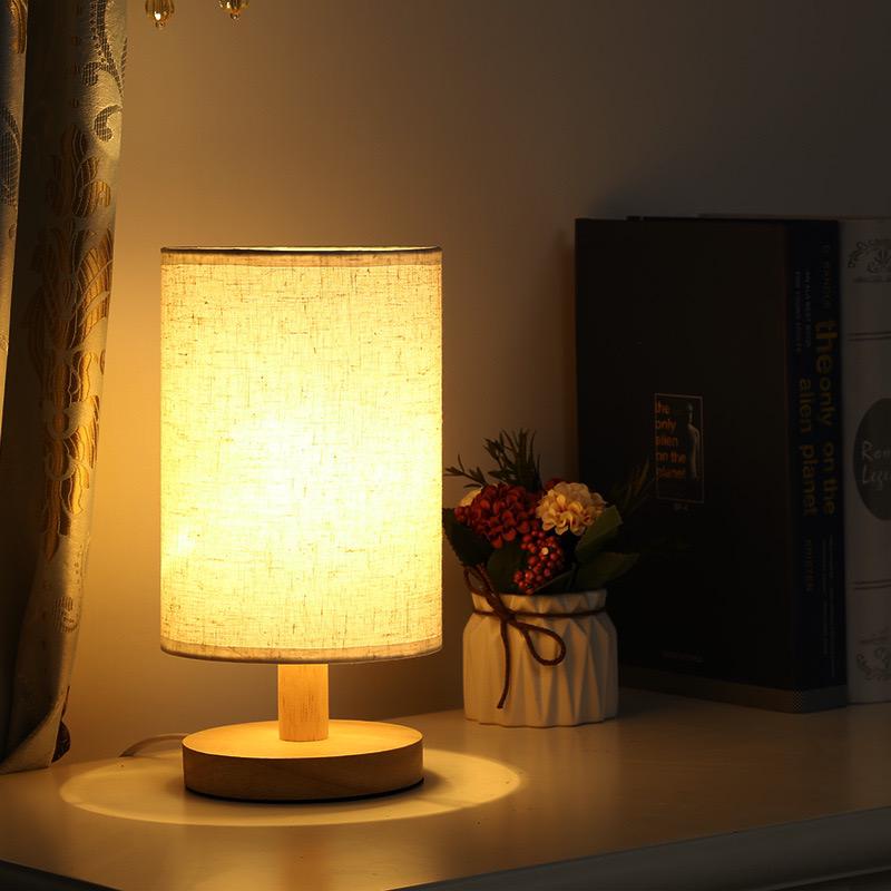 Organic Glow Lamp - Wood Base, Fabric Shade, Dimmable