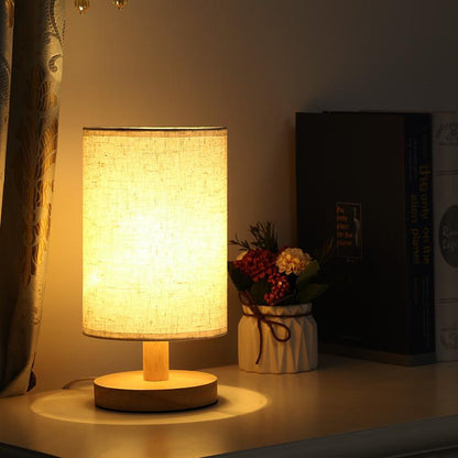 Organic Glow Lamp - Wood Base, Fabric Shade, Dimmable