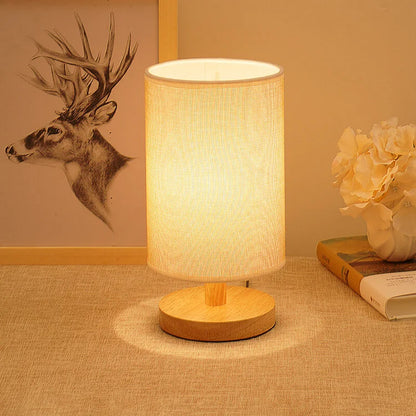 Organic Glow Lamp - Wood Base, Fabric Shade, Dimmable