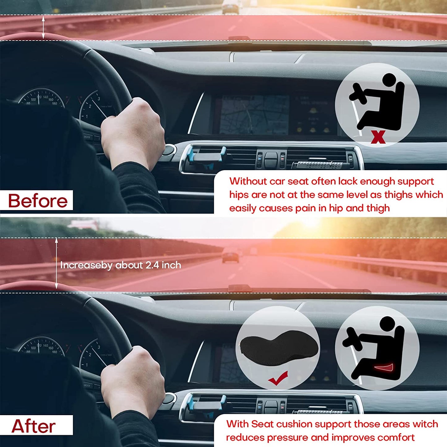 Ergonomic Car Booster Seat Cushion For Adults