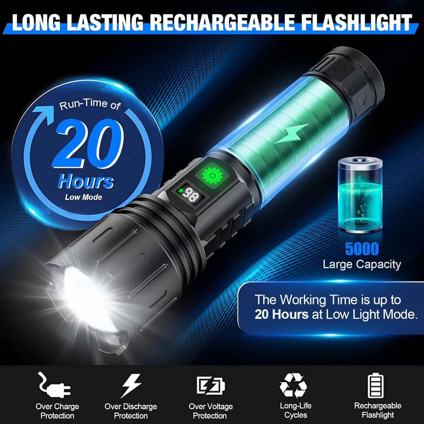 X1000 Ultra-Bright Flashlight - Rechargeable & Waterproof
