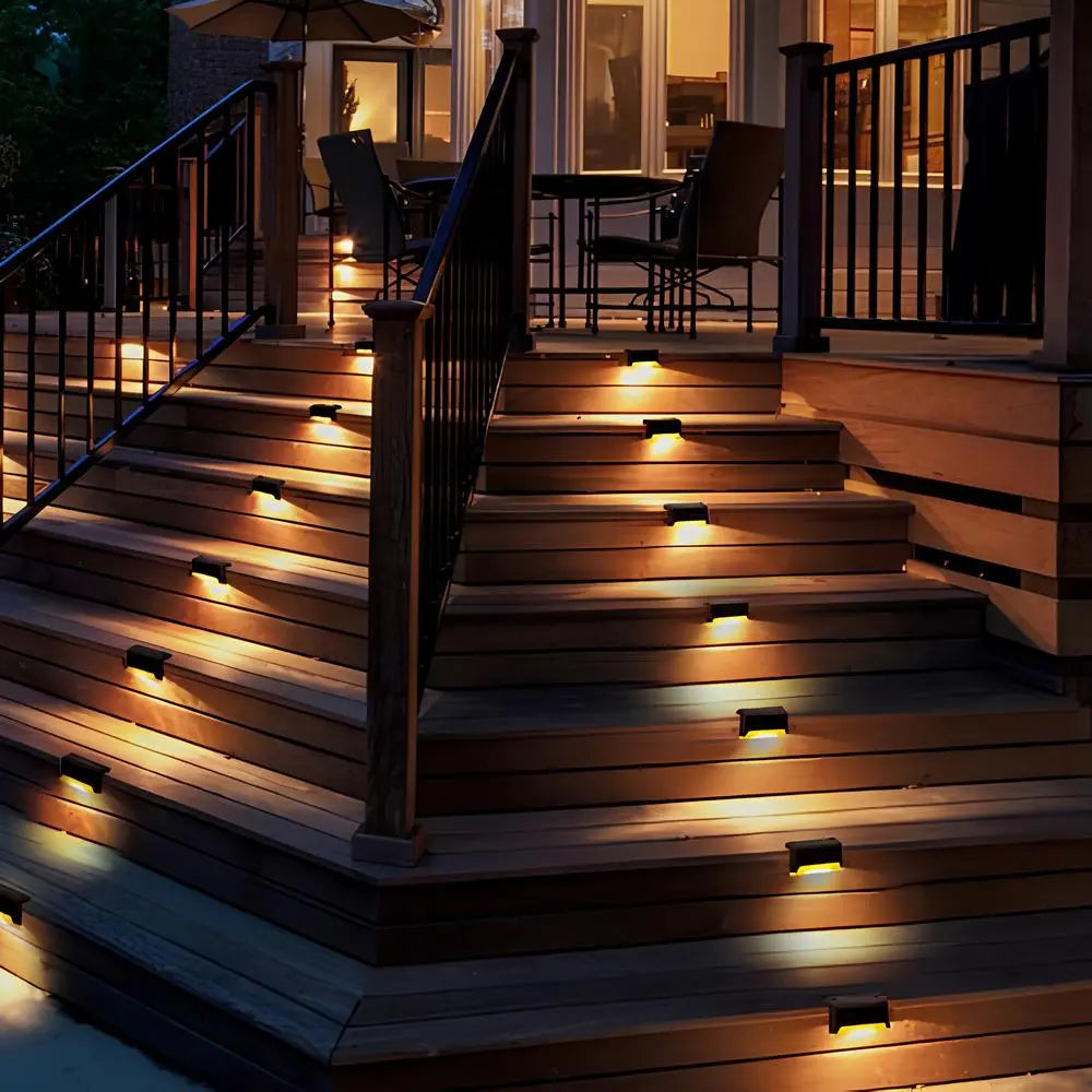 Solar Step Lights Pack - Dusk-to-Dawn, Warm Glow, No-Wiring