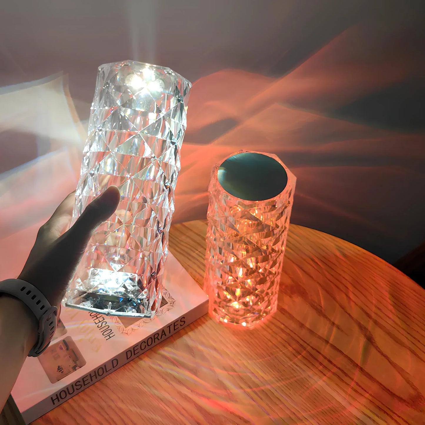 Sparkling Crystal Touch Lamp - Remote Colors, Dimmable, USB