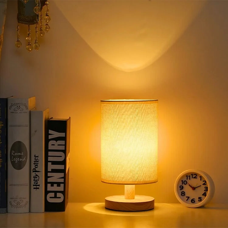 Organic Glow Lamp - Wood Base, Fabric Shade, Dimmable
