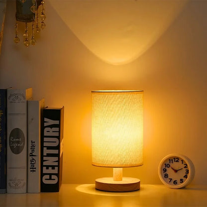 Organic Glow Lamp - Wood Base, Fabric Shade, Dimmable