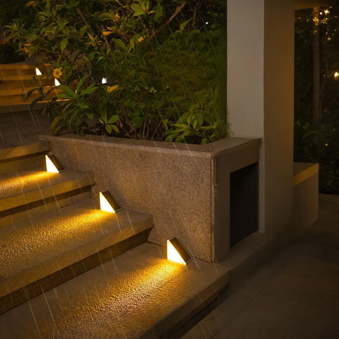 Solar Powered Stair Lights - Dusk-to-Dawn, Weatherproof