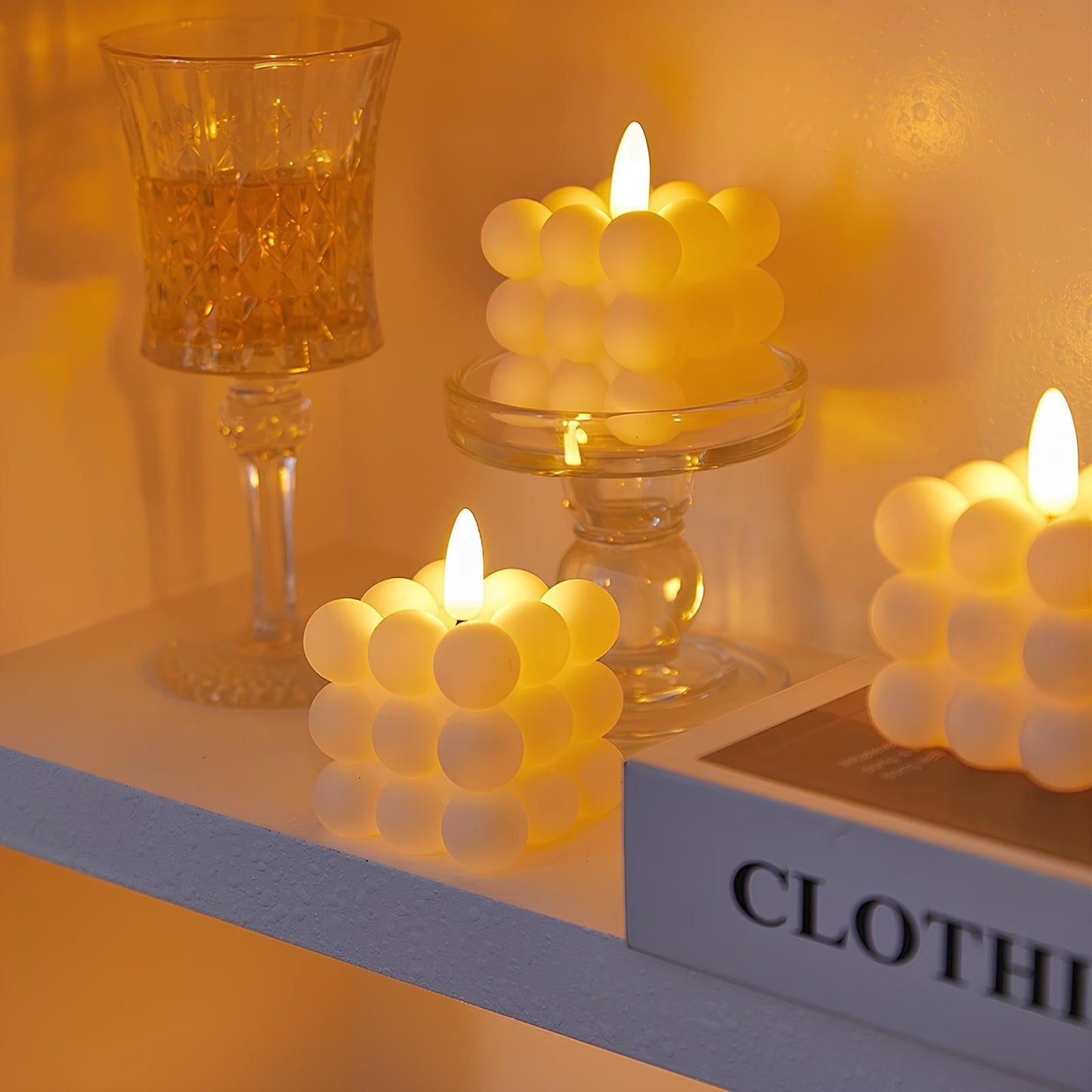 Flameless Block LED Candles - LED Set, Remote & Timer