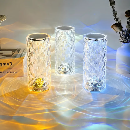 Sparkling Crystal Touch Lamp - Remote Colors, Dimmable, USB