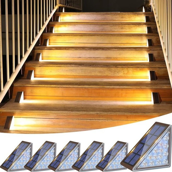 Solar Powered Stair Lights - Dusk-to-Dawn, Weatherproof