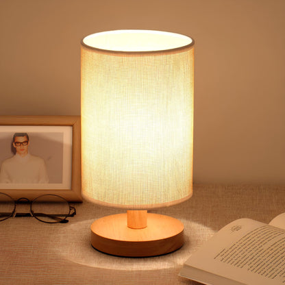 Organic Glow Lamp - Wood Base, Fabric Shade, Dimmable
